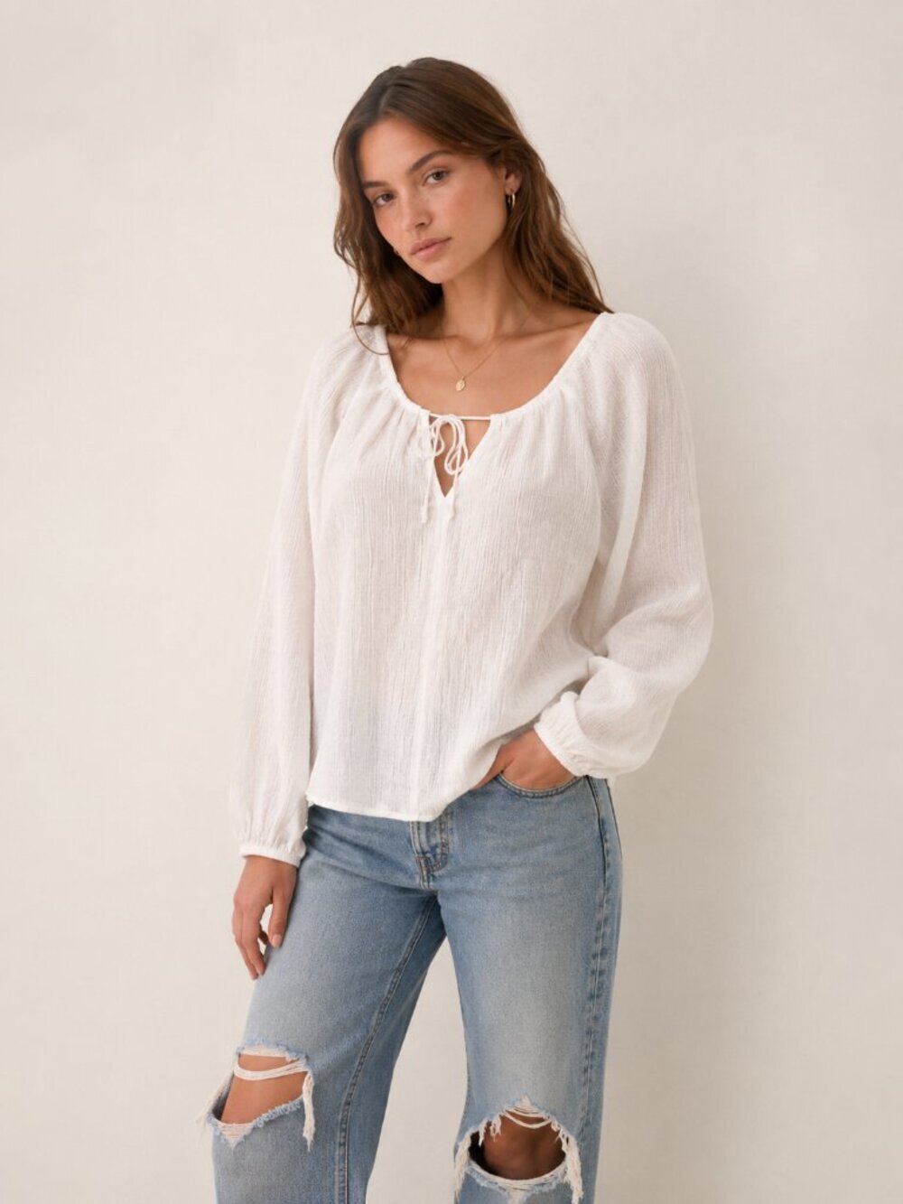 Reformation Crinkle Dolman Sleeve Top